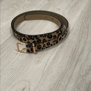 Brown and Gold Fashion Belt with Leopard Print